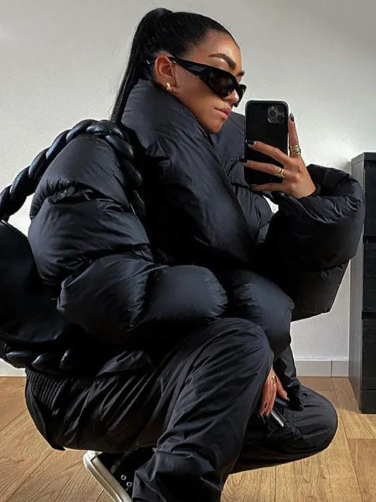 WolffMode Oversized Puffer Jacket with Cozy Roll Neck