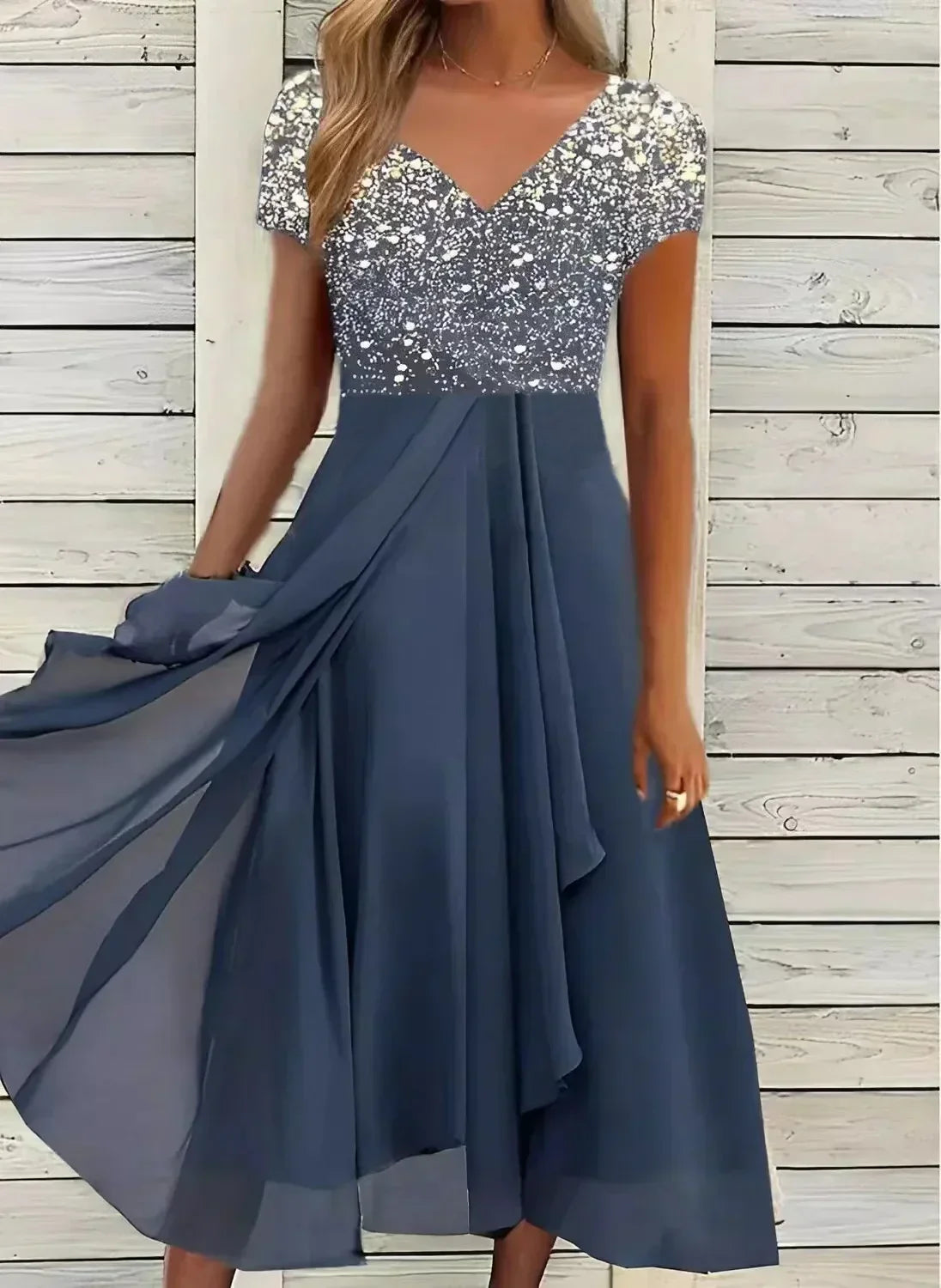 Wolffmode: Elegantes und vielseitiges Chiffon-Partykleid für Damen