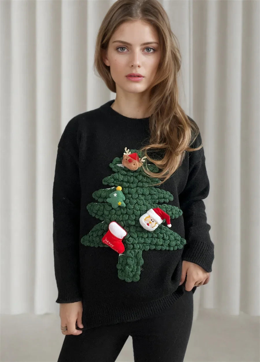 WOLFFMODE Ugly Christmas Sweater – Cozy Jumper with 3D Details and Christmas Motifs