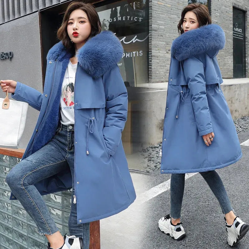 Hooded fake fur coat