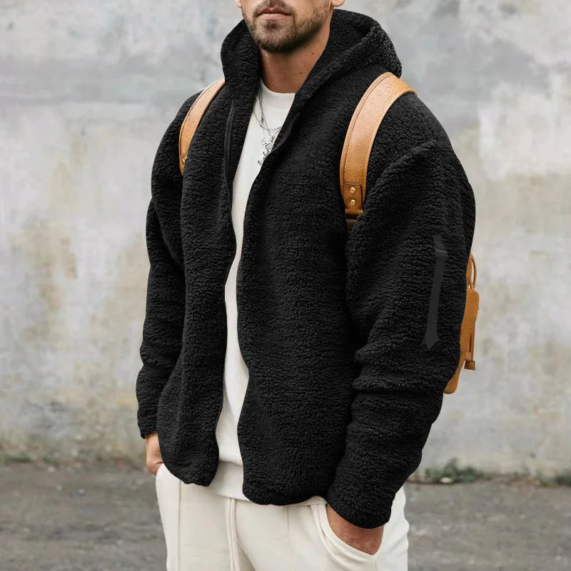 WOLFFMODE Men's Cotton Teddy Zipper Hoodie