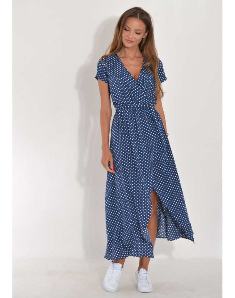 Kurzärmliges Sommerkleid mit V-Ausschnitt