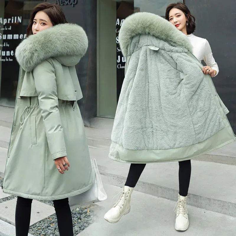 Hooded fake fur coat