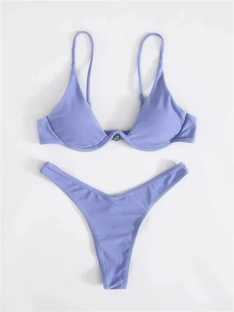 Damen Bademode Set: Push-up Bikini und Tanga von WOLFFMODE