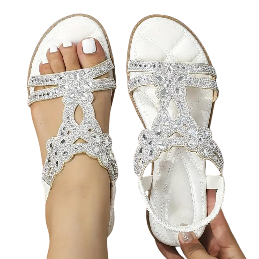 Elegante WolffMode Sandalen mit flacher Sohle und elastischem Knöchelriemen