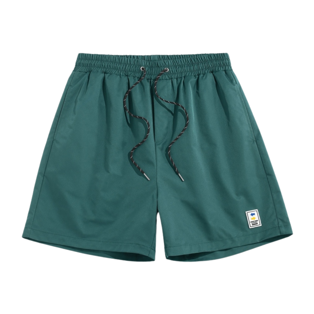 Relaxed Fit WolffMode Hawaii Shorts in Green with Label Design