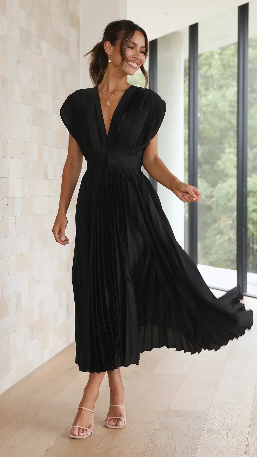 Aisha Midi Dress by WOLFFMODE: Elegant Pleated Style for Special Occasions