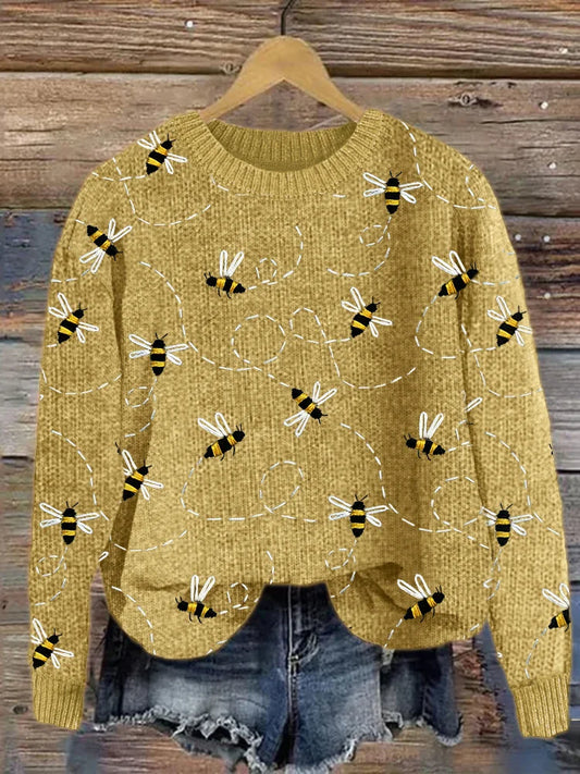 Hübscher Strickpullover mit Bienen-Applikation von WOLFFMODE