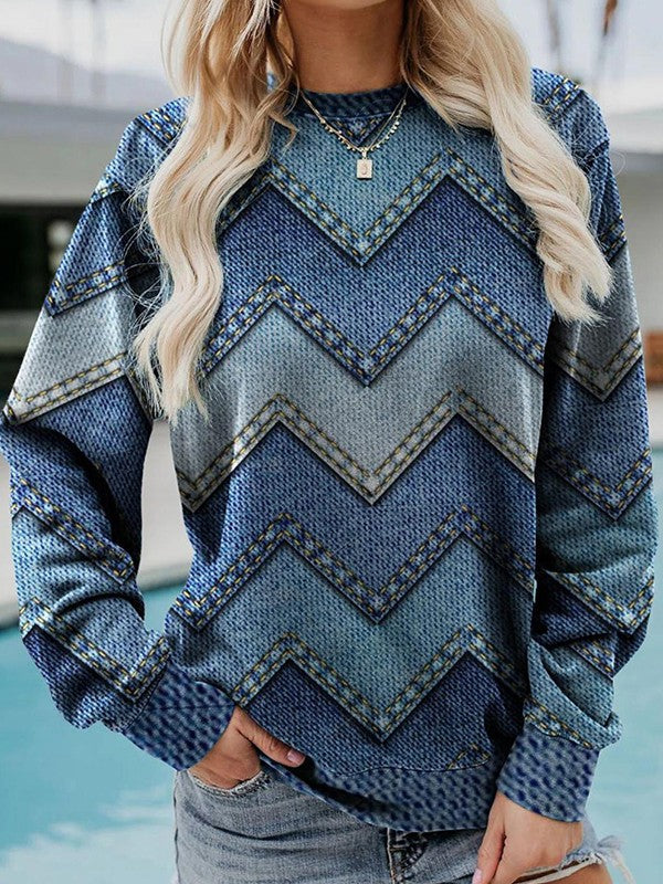 Moderner Pullover mit geometrischem Muster und Rundhals