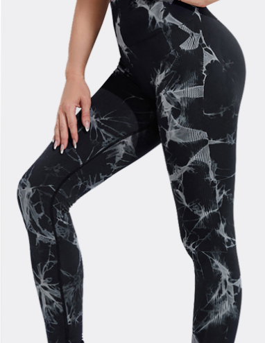 WOLFFMODE Damen Yoga Leggings: Nahtlos, Tie-Dye, Langlebig