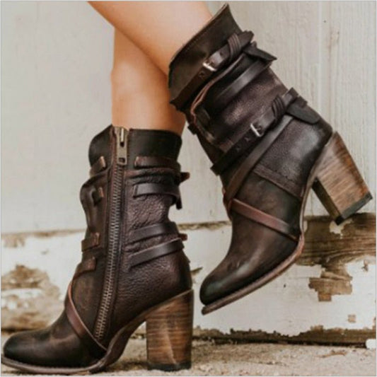 Eudex Retro-Style Leather Boots