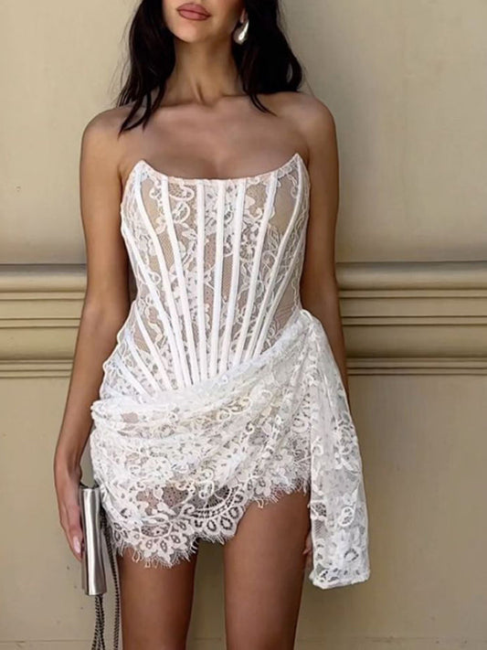 Wolffmode Elegant Lace Corset Mini Dress