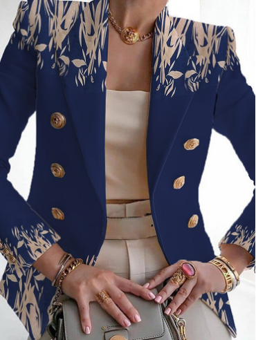 Elegante, kragenlose Jacke mit Blumenprint von WOLFFMODE