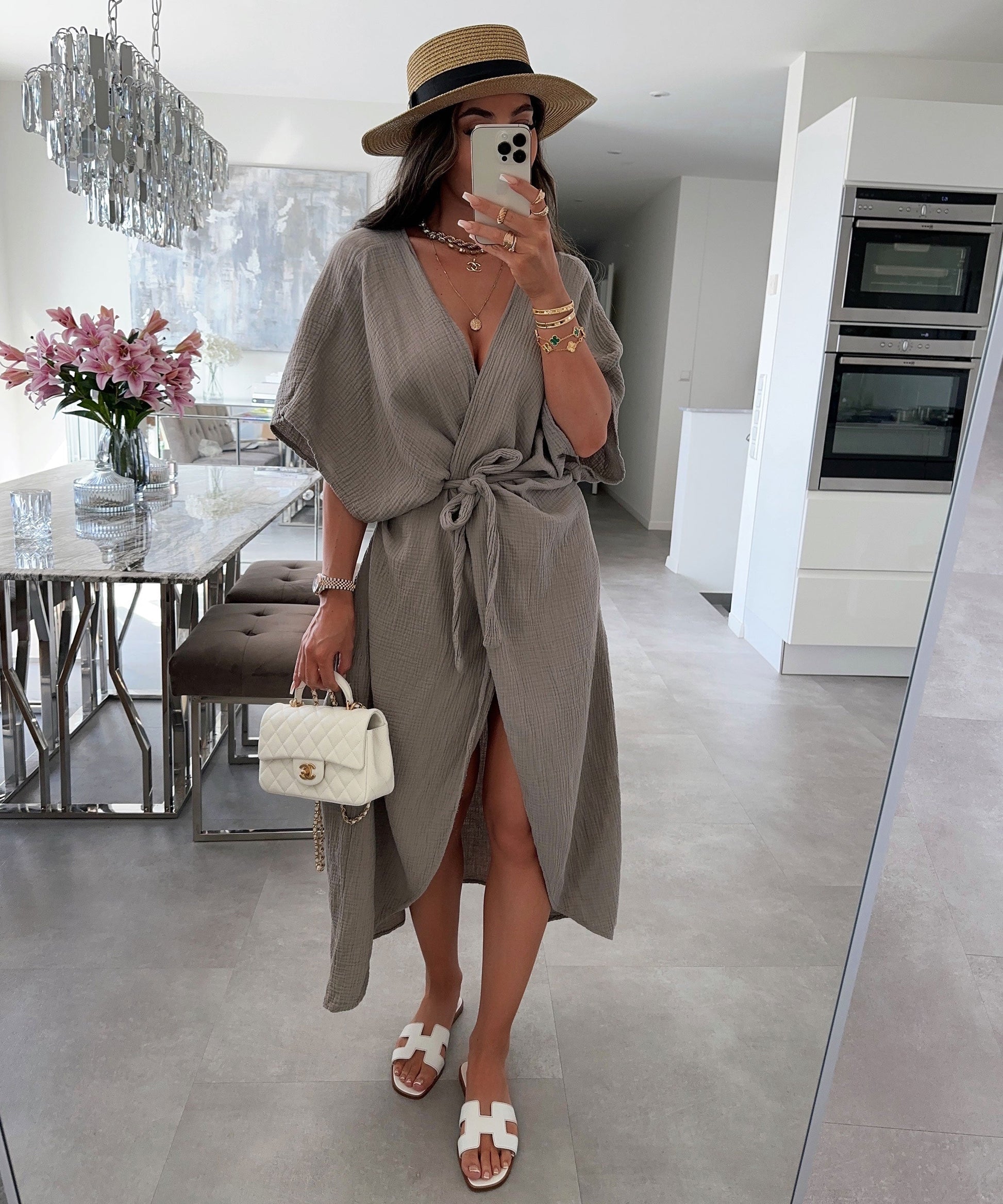 Taupe-Colored Kimono Robe by WOLFFMODE