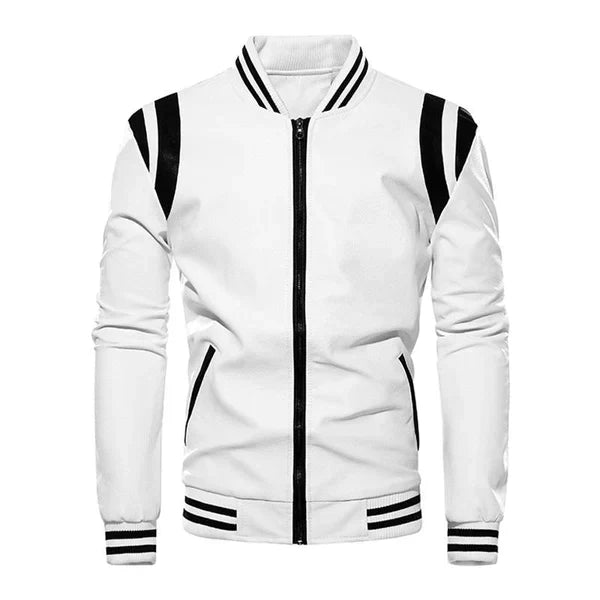 Wolffmode Men's Leather Baseball Jacket