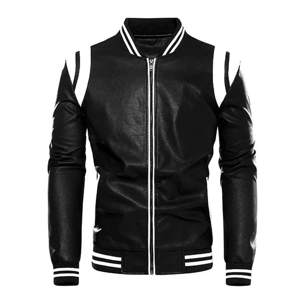 Wolffmode Men's Leather Baseball Jacket