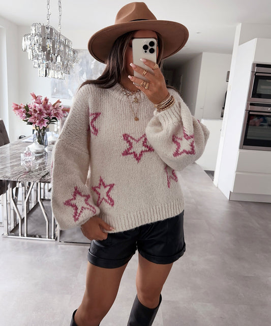 Beige Star Pullover