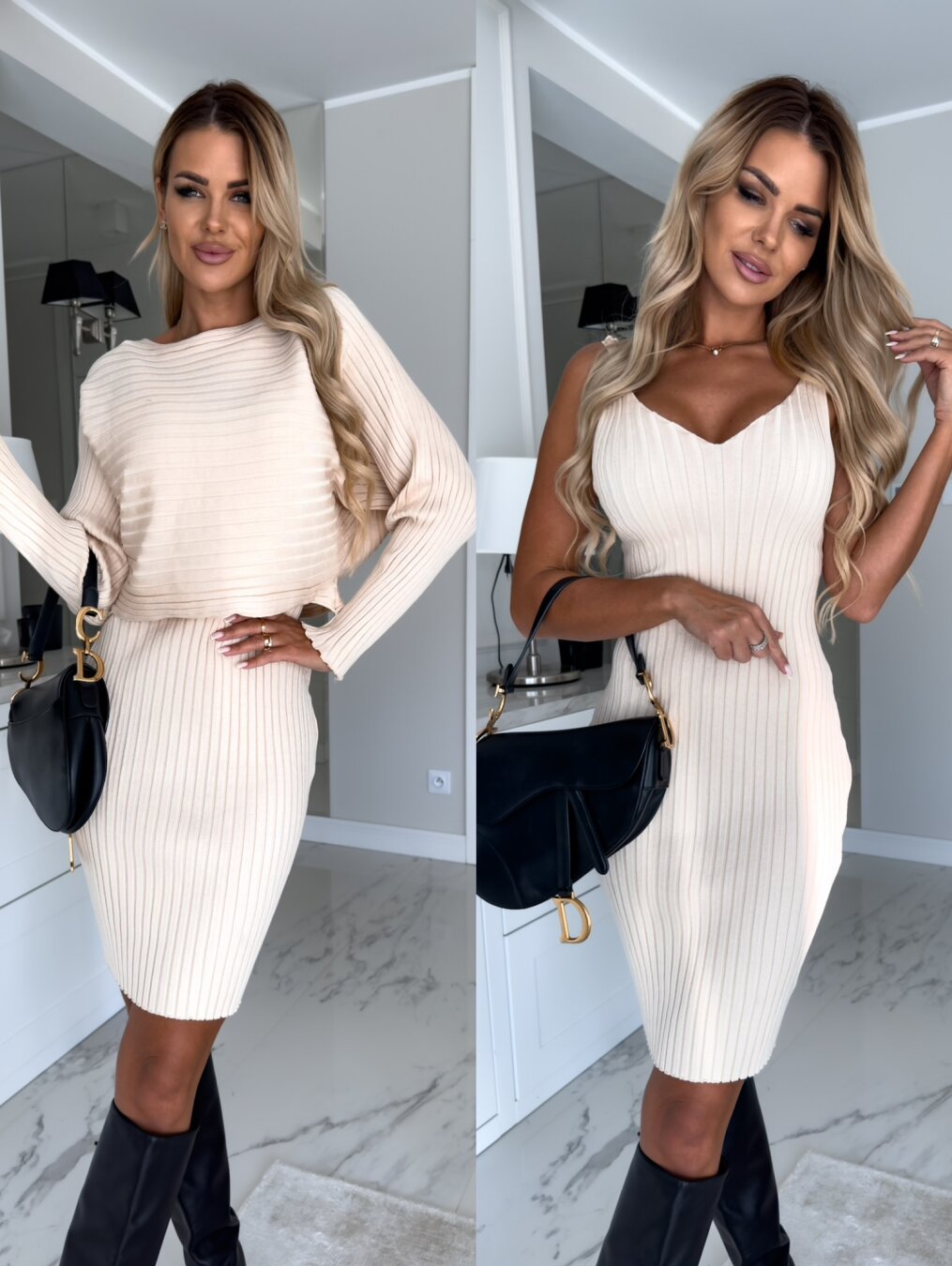 Kleid und Pullover Set ohne Ärmel