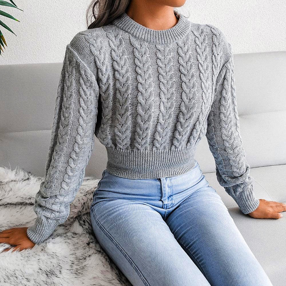 Women's Gray Cropped Pullover by WOLFFMODE