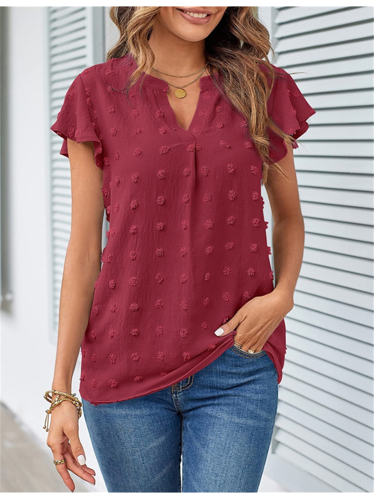 Patchwork-Bluse mit Rüschen