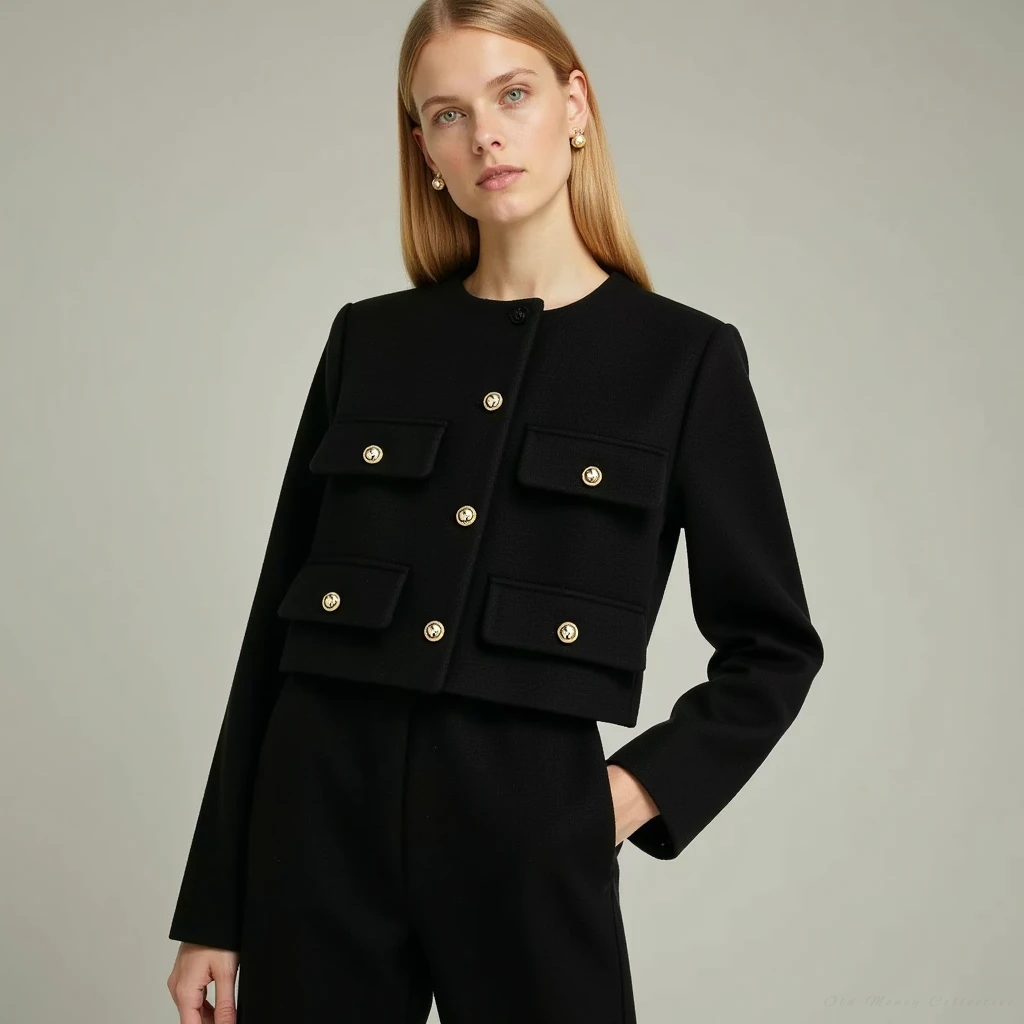 Elegant, winter-ready cropped blazer for women by WOLFFMODE.