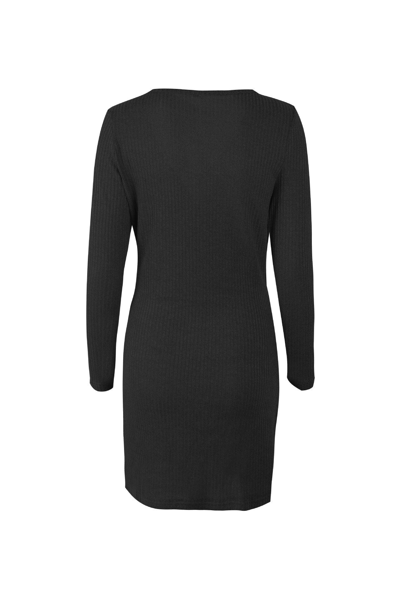 WOLFFMODE Solid-Color V-Neck Wrap Dress