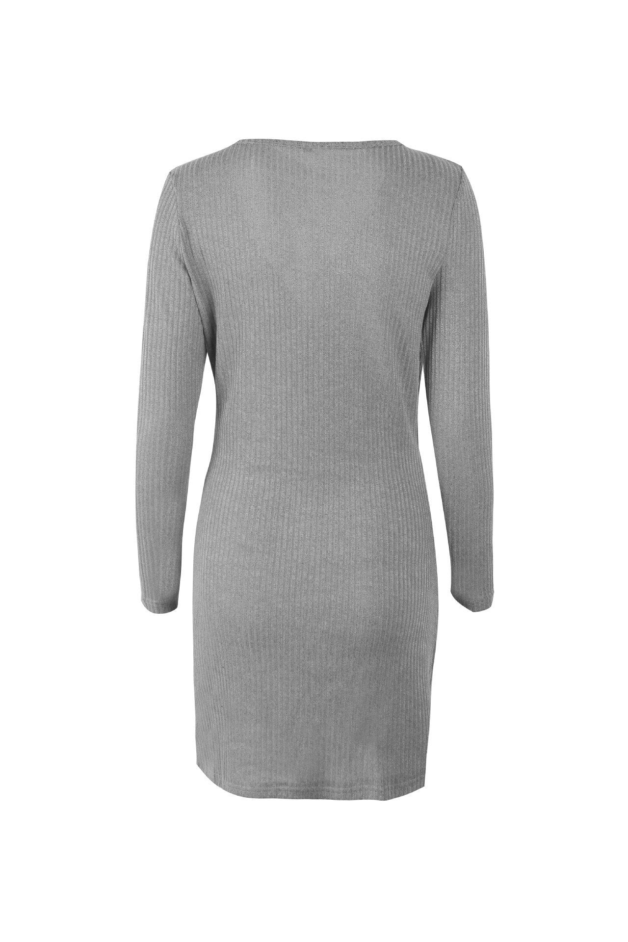 WOLFFMODE Solid-Color V-Neck Wrap Dress