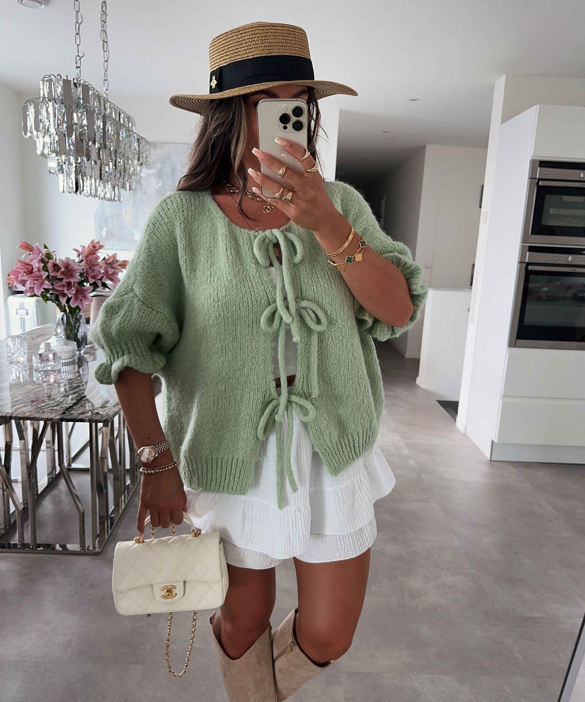 Mint Green Wolffmode Fia Three-Quarter Sleeve Top