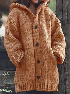 Einfache, lässige Langarm-Strickjacke mit Stehkragen von WOLFFMODE