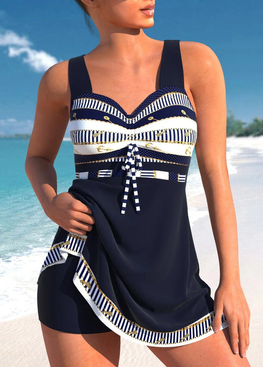 Wolffmode Tankini: Blau, schmal, leicht, im Patchwork-Stil